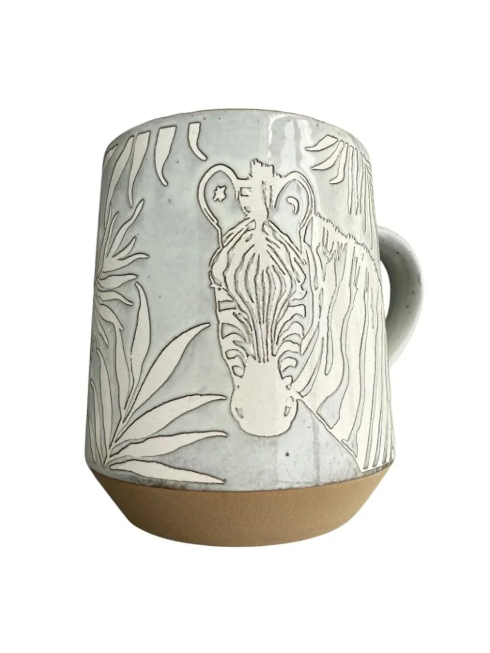 Pier 1 Zebra Giraffe Elephant Stoneware Coffee Mug Jungle Animals 4-pc Set